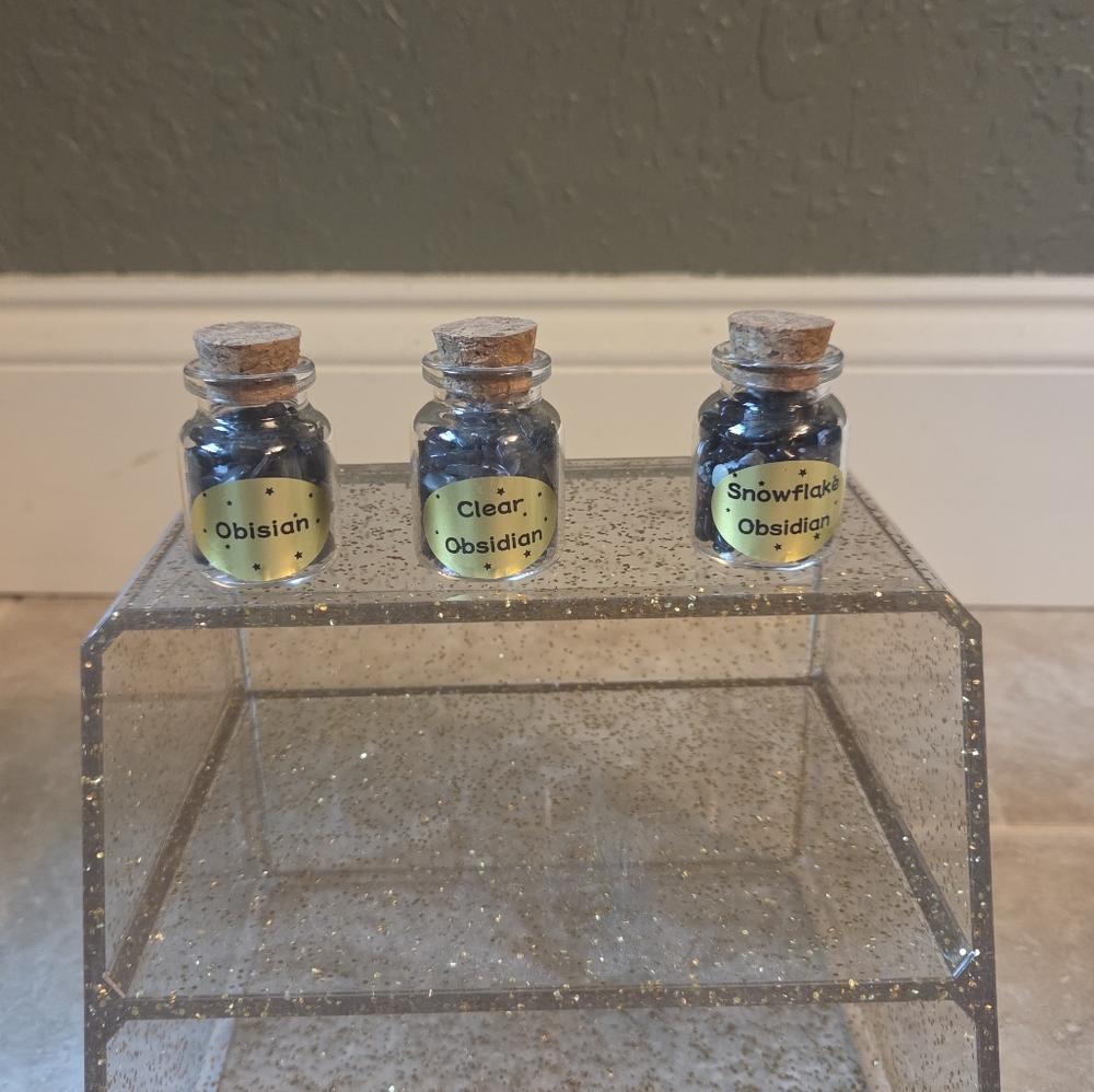 Obsidian Crystal Bottles Set